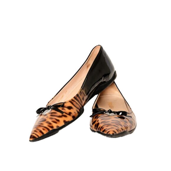 PRADA Enameled Metal Triangle Patent Leather Ballet Flats-Excellent Authentic - Picture 6 of 6